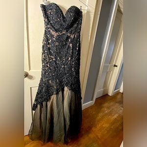 Formal dress/prom dress/gown/ball gown/black wedding dress. Beaded. Corset back